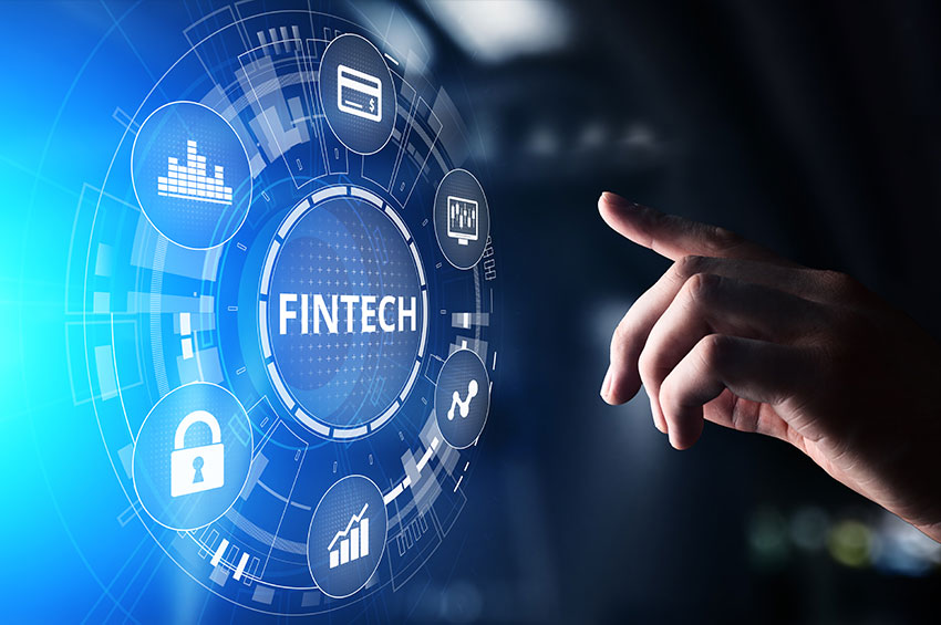 Fintech financial technology business concept on virtual screen.